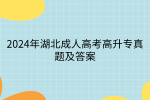 2024年湖北成人高考高升專真題及答案